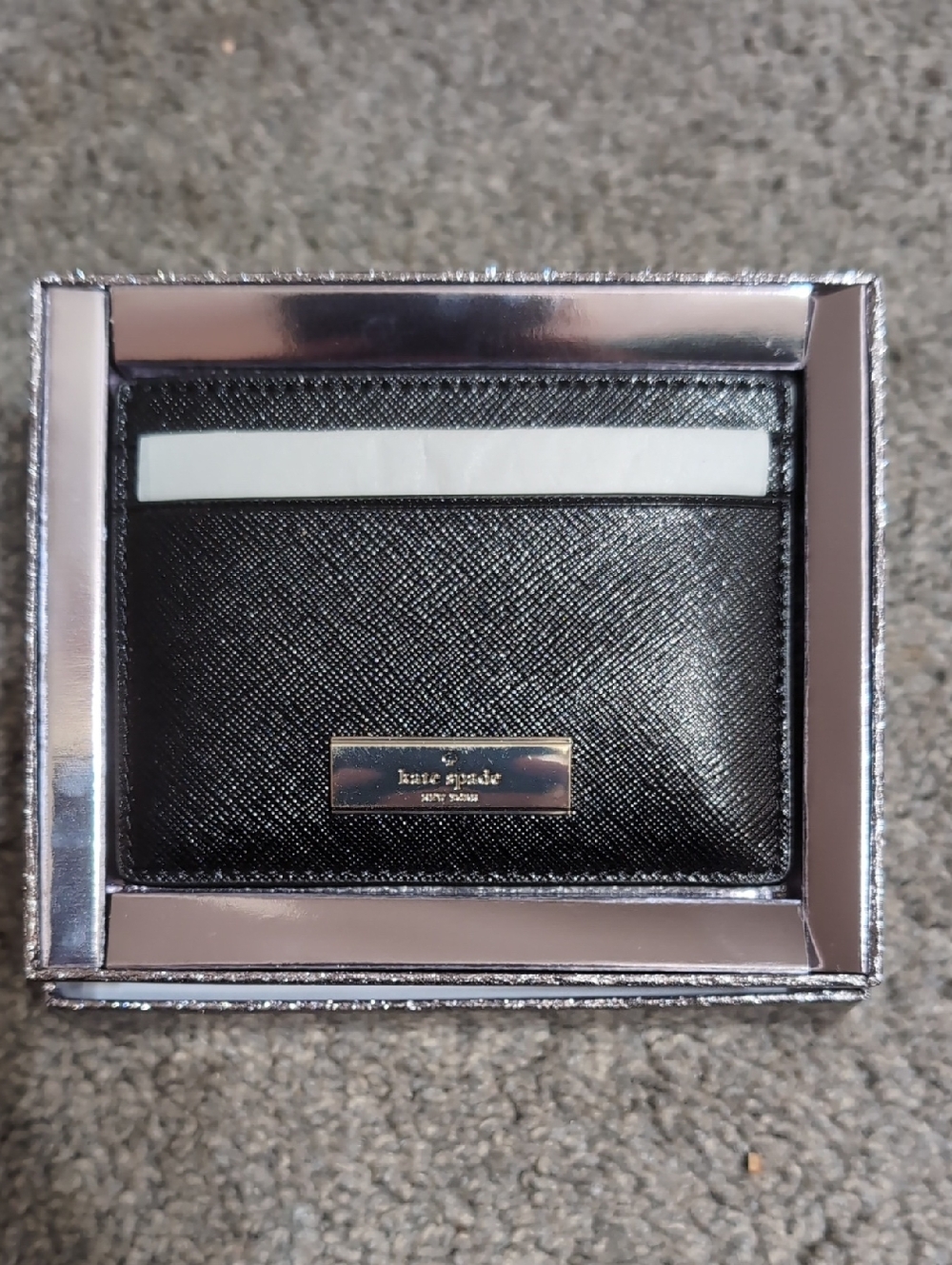 kate spade Black Saffiano Leather Slim Card & Key Holder